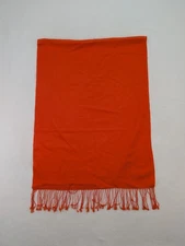 Scarf Wrap Orange Rectangle Fringe Lightweight Woven