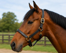 Leather Horse Halter Triple Stitched Adjustab...