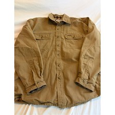 Carhartt Brown Flannel-Lined Duck Canvas Shirt Jacket, Workwear Size L