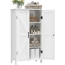 Cabinet with Adjustable Shelves, Free-Standing Storage Cabinet with Barn Doors