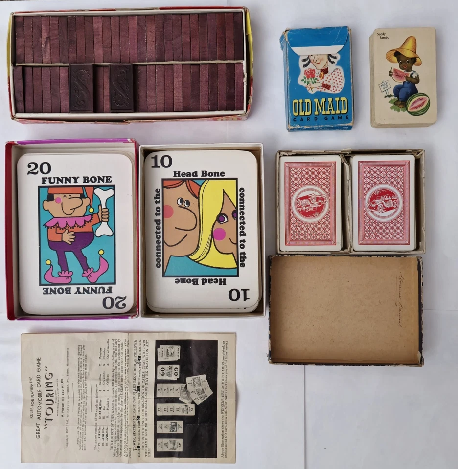 Vintage Game Lot Old Maid, Touring 1940's, Funny Bone, Dragon Dominoes. - Image 2 of 3