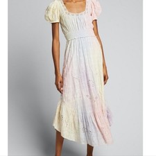 Loveshackfancy Begonia Cotton Eyelet Midi Dress Multicolor Size Small