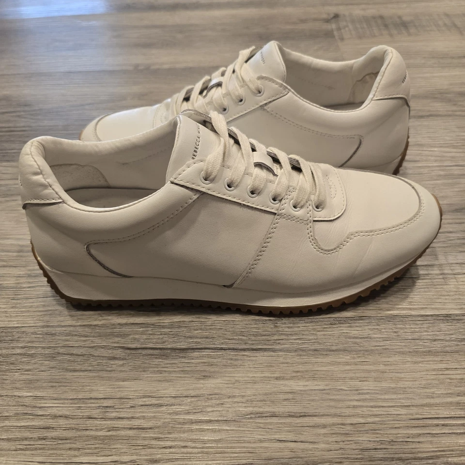 Rebecca Minkoff Zapatos Mujer 10 Blanco Cuero Activo Confort Informal Zapatilla Logo Foto 3 de 4