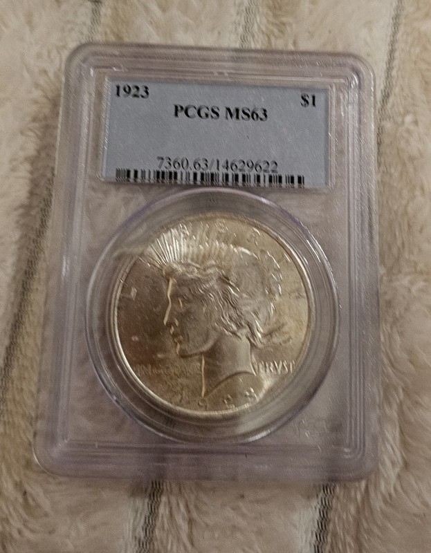 1923 "P" Peace SILVER Dollar $1 PCGS MS63 Uncirculated BU Unc ECC&C, Inc.