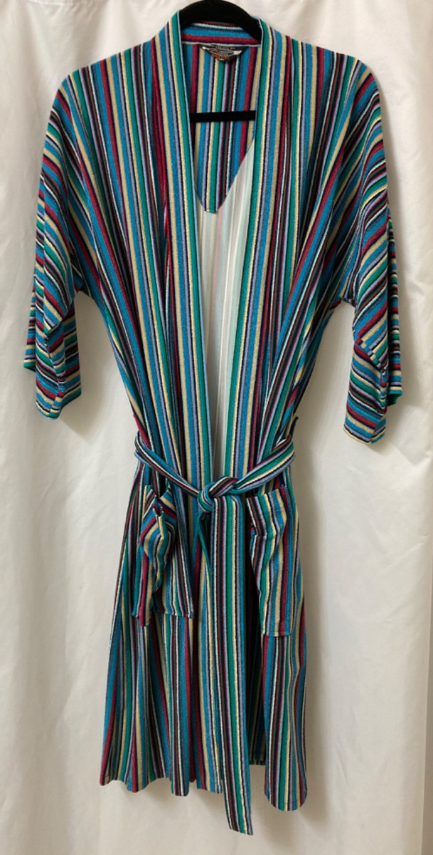 Robe Corporation of America Kabuki Coat Mod Gogo Beach Rainbow Striped Vintage View 2