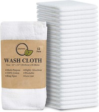 12X Cotton Face Cloths Flannels 100% Egyptian Cotton Wash Towels Soft 30 x 30 cm