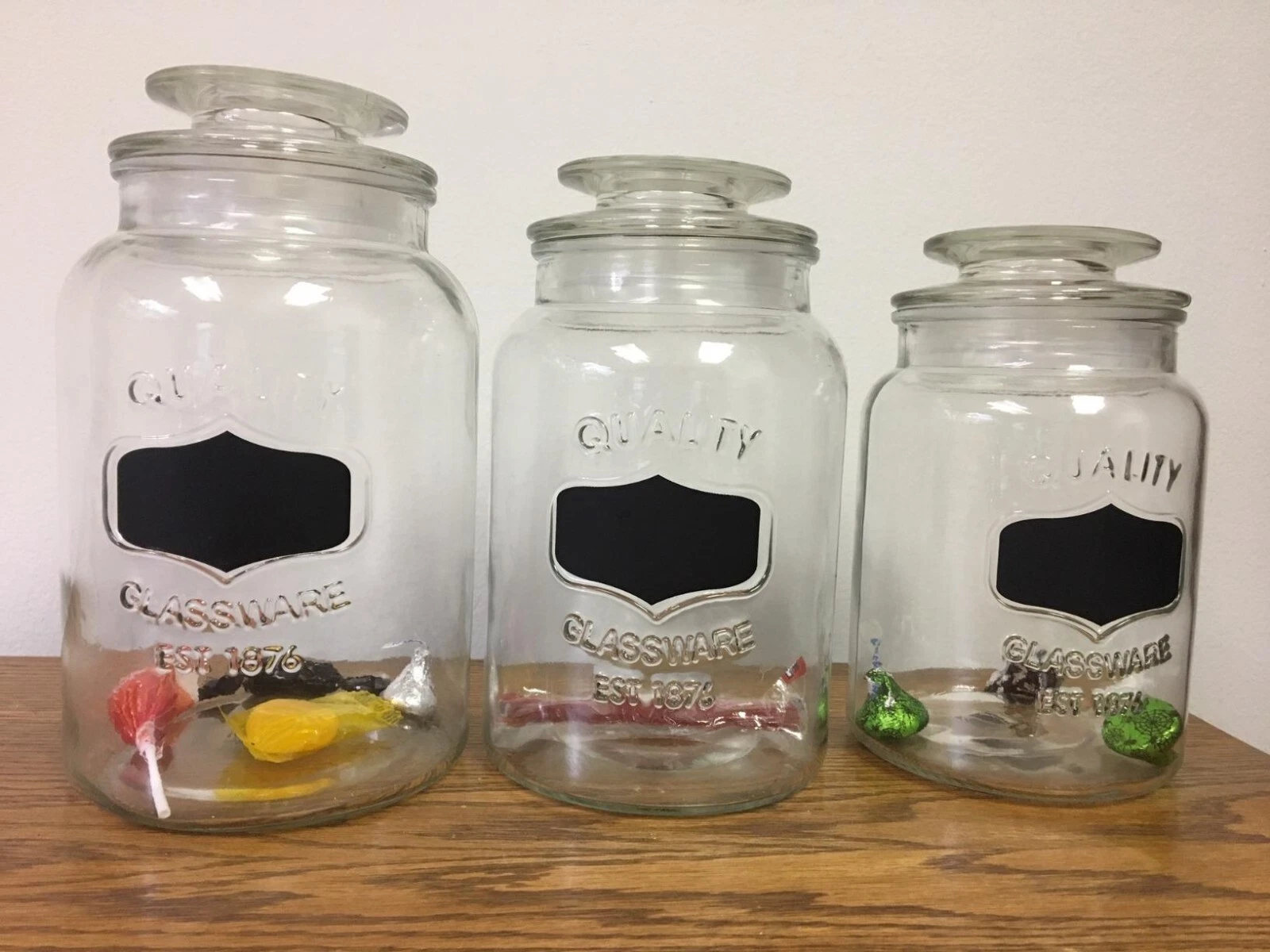 American Atelier Canister 3-Piece Glass Jars, 33oz, 44oz & 60oz Chic Retro
