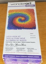Wonderart Shaggy Rainbow Swirl Tie Dye Wall Art Kit Latch Hook Retro 12x12 New