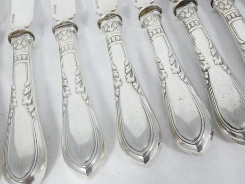 Antique Art Deco 1925 Set of 11 German Solid 800 Silver Fish Butter Knives JAL - Picture 8 of 10