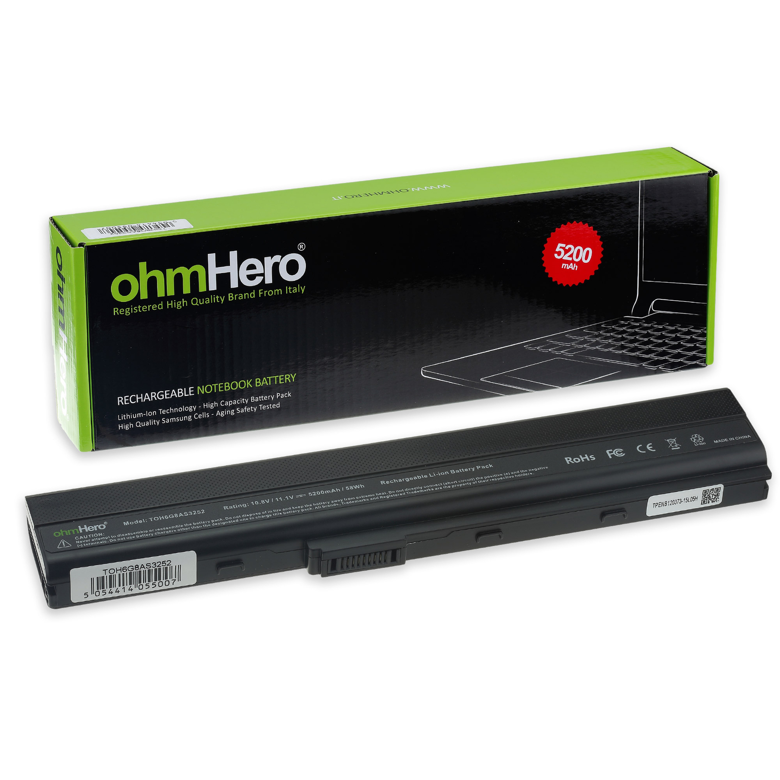 Batteria Ohmhero™ NERA 5200 mAh REALI Asus X8C | Ricambio Potenziato