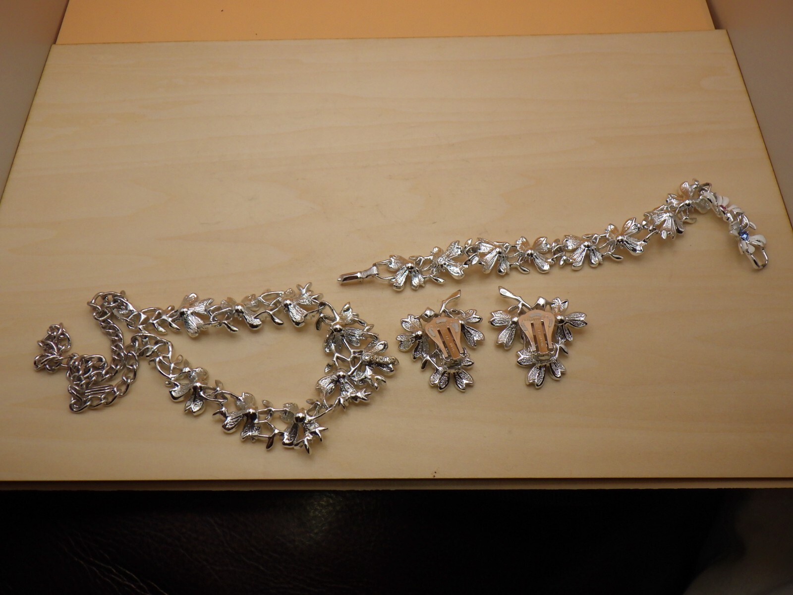 Emanuel Emmons Vintage Costume Jewelry Set 194754 Rhinestone White