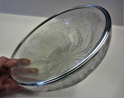 ART DECO RENE LALIQUE CRYSTAL CHICOREE BOWL, 1921 W/APPLIED