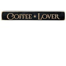 Coffee Lover  Rustic Primitive Distressed Wooden Block Shelf Sitter