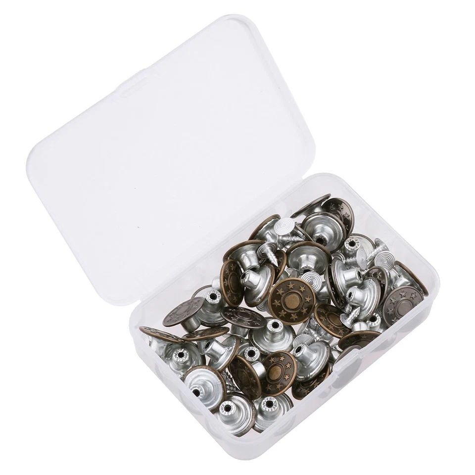 40pcs 17mm Metal Jeans Button Tack Snap Rivets Buttons Replacement Kit Fitting - Image 3 of 4