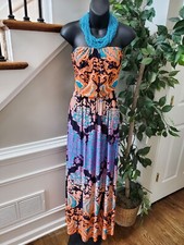 Mezzanine Women's Multicolor Polyester Strapless Long Maxi Dress Size S