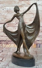 French Art Deco Bronze Figurine Dancing Woman Sculpture Classic Home Decor