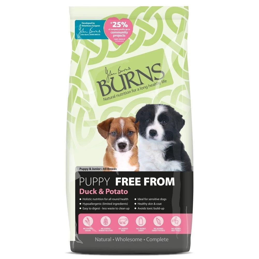 Burns Free From Puppy Junior Duck & Potato Sensitive Puppies 2kg/6kg/12kg