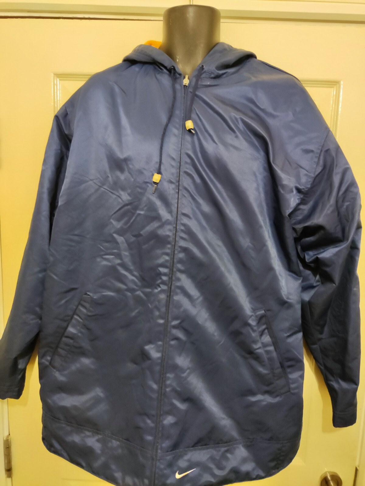 SACAI X NIKE Nike Housh Giacca Cappotto Reversibile Nylon Pile con Cappuccio Blu Medio Giallo Vintage