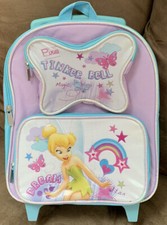 DISNEY TINKERBELL BACKPACK 12 W/WHEELS PIXIE MAGIE DREAM STAR AQUA/PURPLE