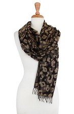 Coach Women's Wool Scarf 84058, 100 Merino Wool Ocelot Print Scarf, MSRP 148