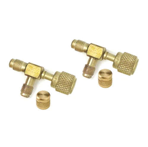 2PK-CPS AVT45 1/4 SAE Male x 1/4 SAE Female Knurl x 1/4 SAE Male Brass T Adapter