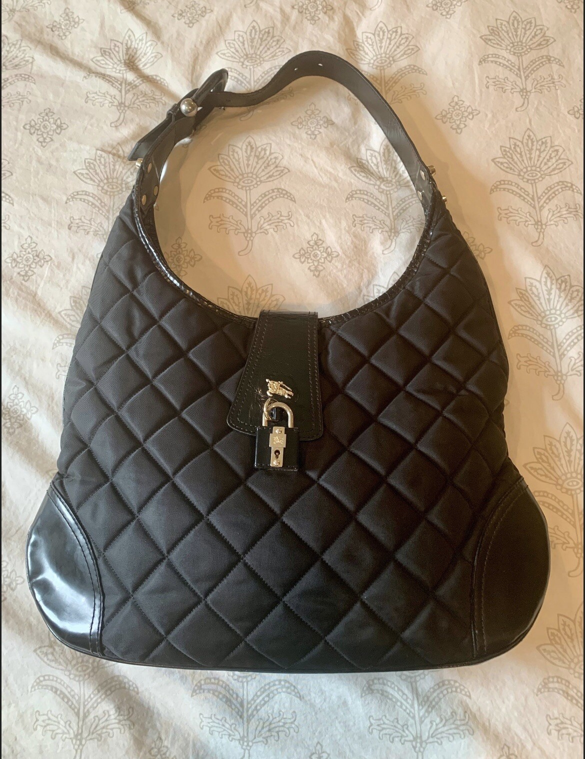 Burberry Black Quilted Nylon Brooke Hobo Bag