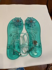 NEW Betsey Johnson Women's Sarai Jelly Water Sandal green with Flower Size 8