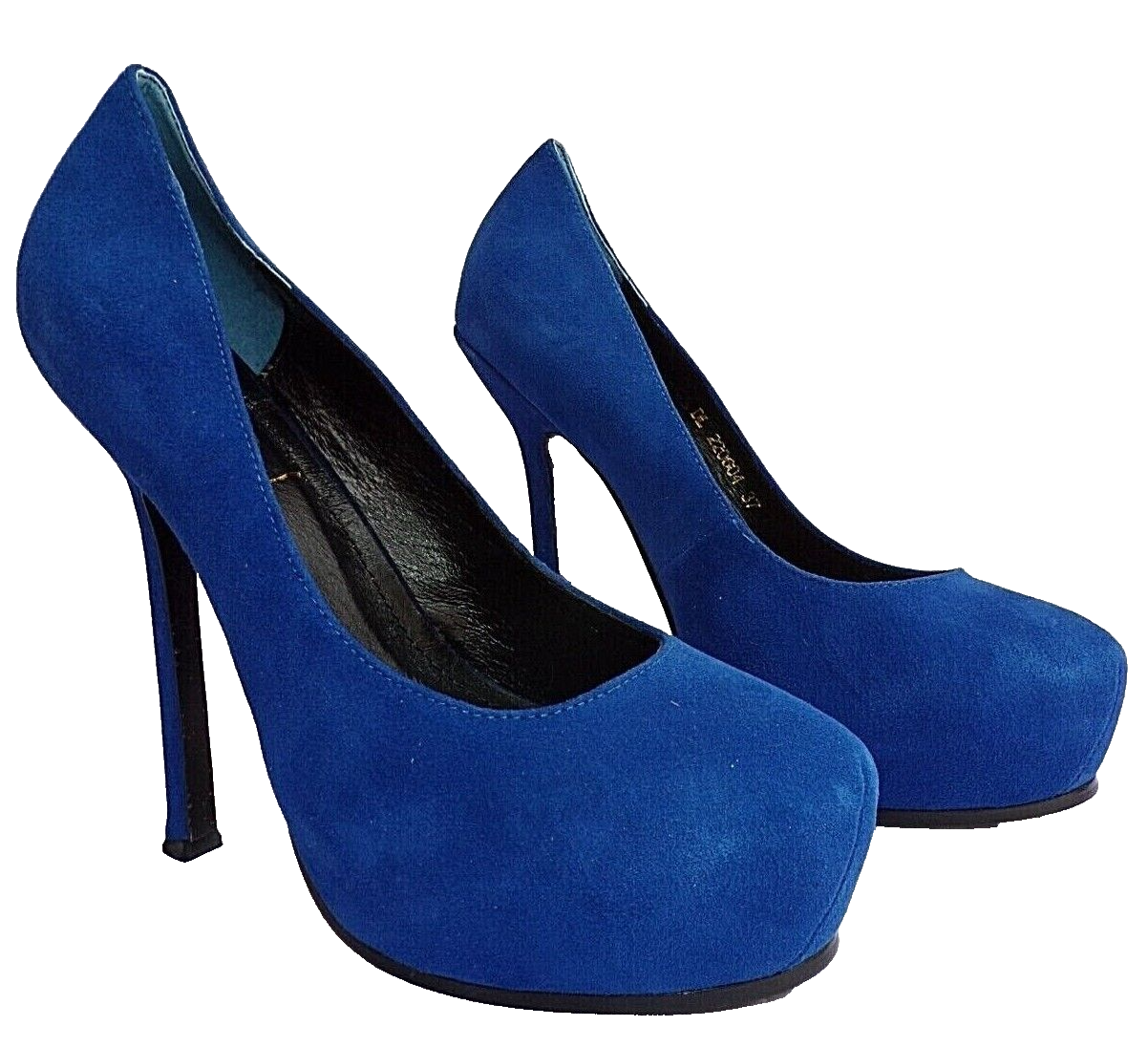 Scarpe donna Yves Saint Laurent tacco a spillo blu scamosciate 36 5 nuove scatola