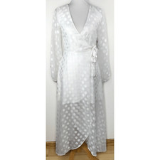 Guess XS True White Bertha Dotted Long Sleeve Wrap Dress X-Small New