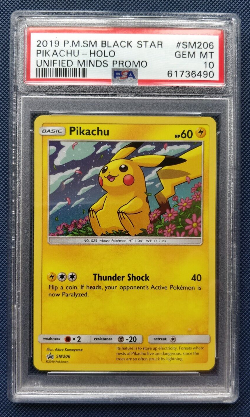 Pikachu HOLO RARE SM206 Promo SHINY Pokemon Card TCG NM 2019