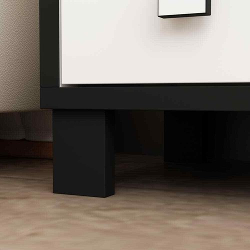 White & Black 3-Drawer 31.5 in. W Wooden Nightstand with Storage Drawers - Picture 5 of 8