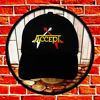 ACCEPT ROCK BAND BLACK EMBROIDERED HAT ADJUSTABLE BACK
