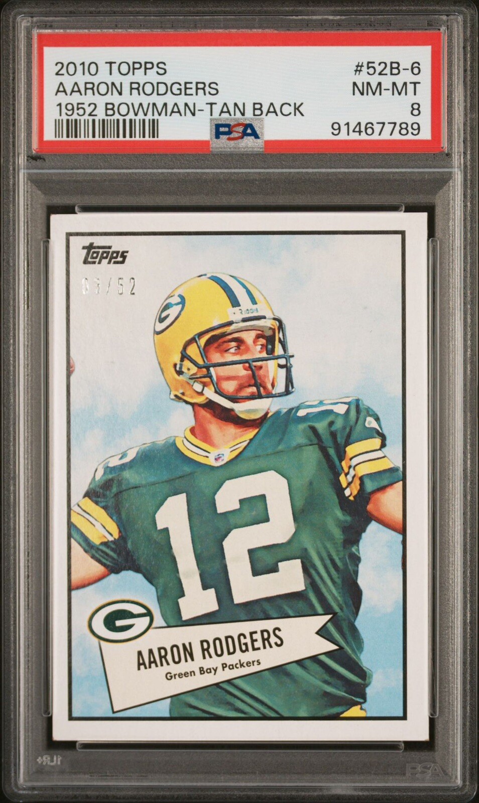 Aaron Rodgers #52B-6 Football Cards 2010 Topps 1952 Bowman trading card — raw and PSA graded price guide