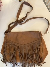 Women’s New Look  Premium Brown Tan Brown Suede Leather Boho Fringe Bag £34.99