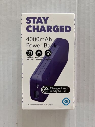Gems Stay Charged 4000mAh Power Bank Rechargeable Portable Power - Purple - Afbeelding 1 van 1