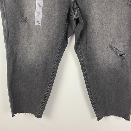 Old Navy Mid-Rise Boyfriend Straight Ripped Black Jeans Size 20 Crop - Picture 3 of 11