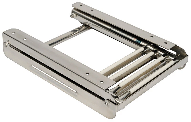 SCALETTA A SCOMPARSA TELESCOPICA 4 GRADINI ACCIAIO INOX SCALA - Immagine 2 di 2