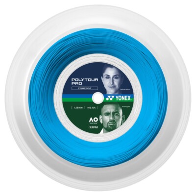 Yonex Poly Tour Pro Tennisschlägersaite - 1,25 mm / 16 l - 200 m Rolle - blau