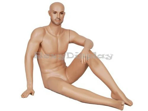 Roxy Display MZ-GLM1 Male Flesh Tone Fiberglass Mannequin, Sitting Pose