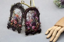 Flower Gothic style window PET stickers |  pink flower gate plant label themed