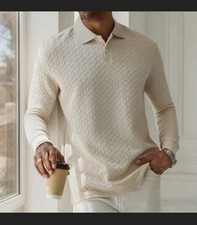 Men Long Sleeve Polo Shirt Casual Business Office Wear