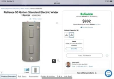 Reliance 6-50Eors110 Water Heater 50gal 4500W Electric Brand New OBO Make OFFERS