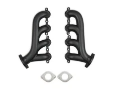 Super Shops LS Cast-Iron Exhaust Manifolds - Black Ceramic Coated - Pair