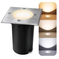 Kalpa Bodeneinbauleuchte Eckig Silber IP67 Mit Led GU10 Birne 3W 3In1 Gartenspot