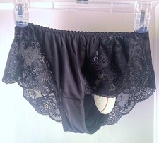 Silk & Lace Boyshorts,  Black, Silk Crepe, Small, NWT, 10024IV(M)