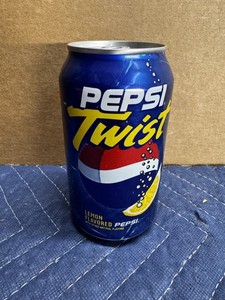 PEPSI TWIST Can Lemon Flavored PEPSI 12 oz Sealed Top Empty Horizontal Name