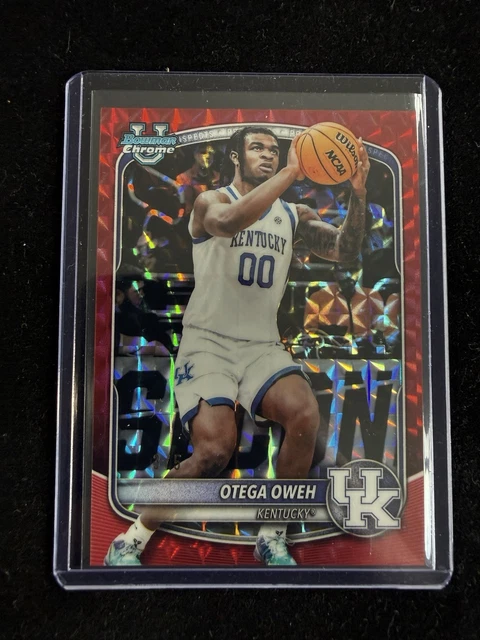 2025-26 Bowman Chrome Otega Oweh RED /5 True Base Geofractor Kentucky Wildcats