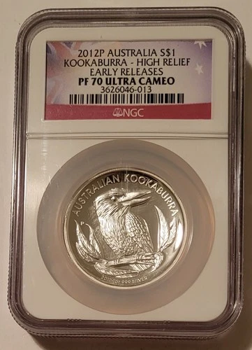 Australia 2012 P 1 oz Silver Dollar Kookaburra High Relief Proof PF70 NGC ER