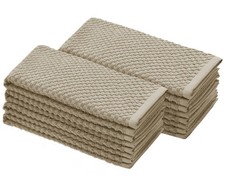 Terry Kitchen Towels Set of 8 Absorbent Cotton Dish Cloths Beige Bulk Pack