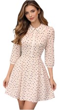 Ted Baker Ivory Polka Dot Fit & Flare Dress Sz 0/ US 2